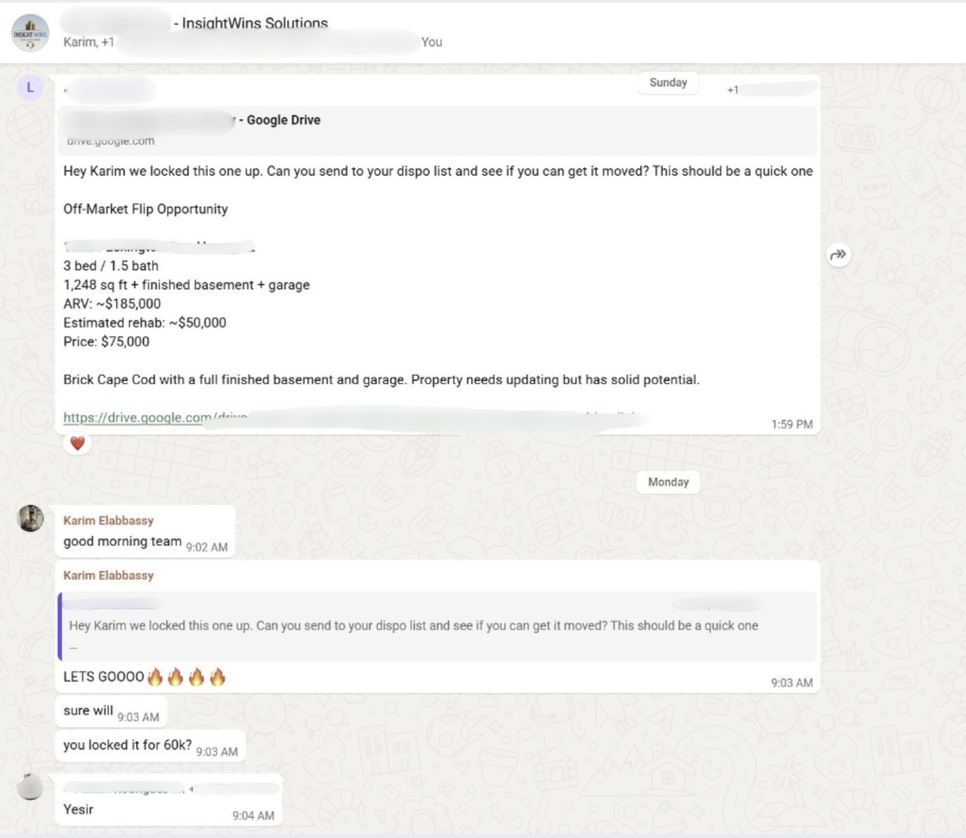 InsightWins client win 15 &mdash; real estate deal locked up